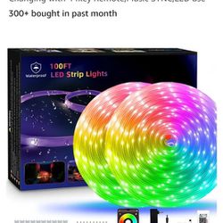 HEDYNSHINE 100ft Outdoor led Strip Lights Waterproof,IP 67 Smart Phone Control,RGB Color Changing with 44key Remote,Music SYNC,LED use