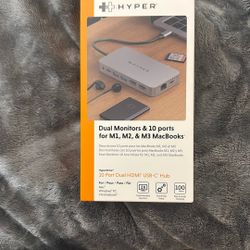 Hyper Duel Monitor & 10 Ports USB-C Hub (Mac, Windows PC & Chromebook)