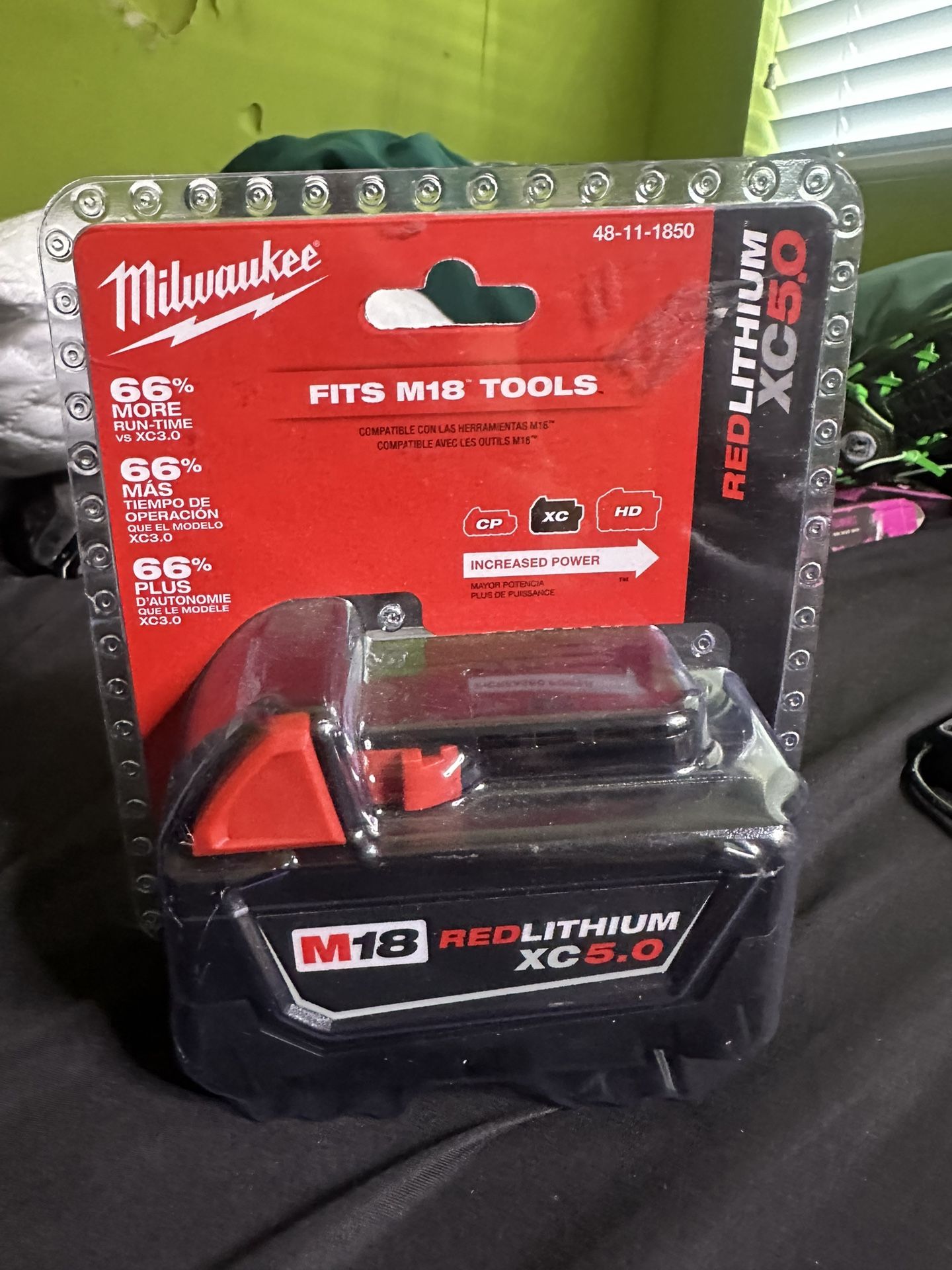 Milwaukee M18 18-Volt 5.0 Ah Lithium-lon XC Extended Capacity Battery Pack Store SKU# 1001-222-707