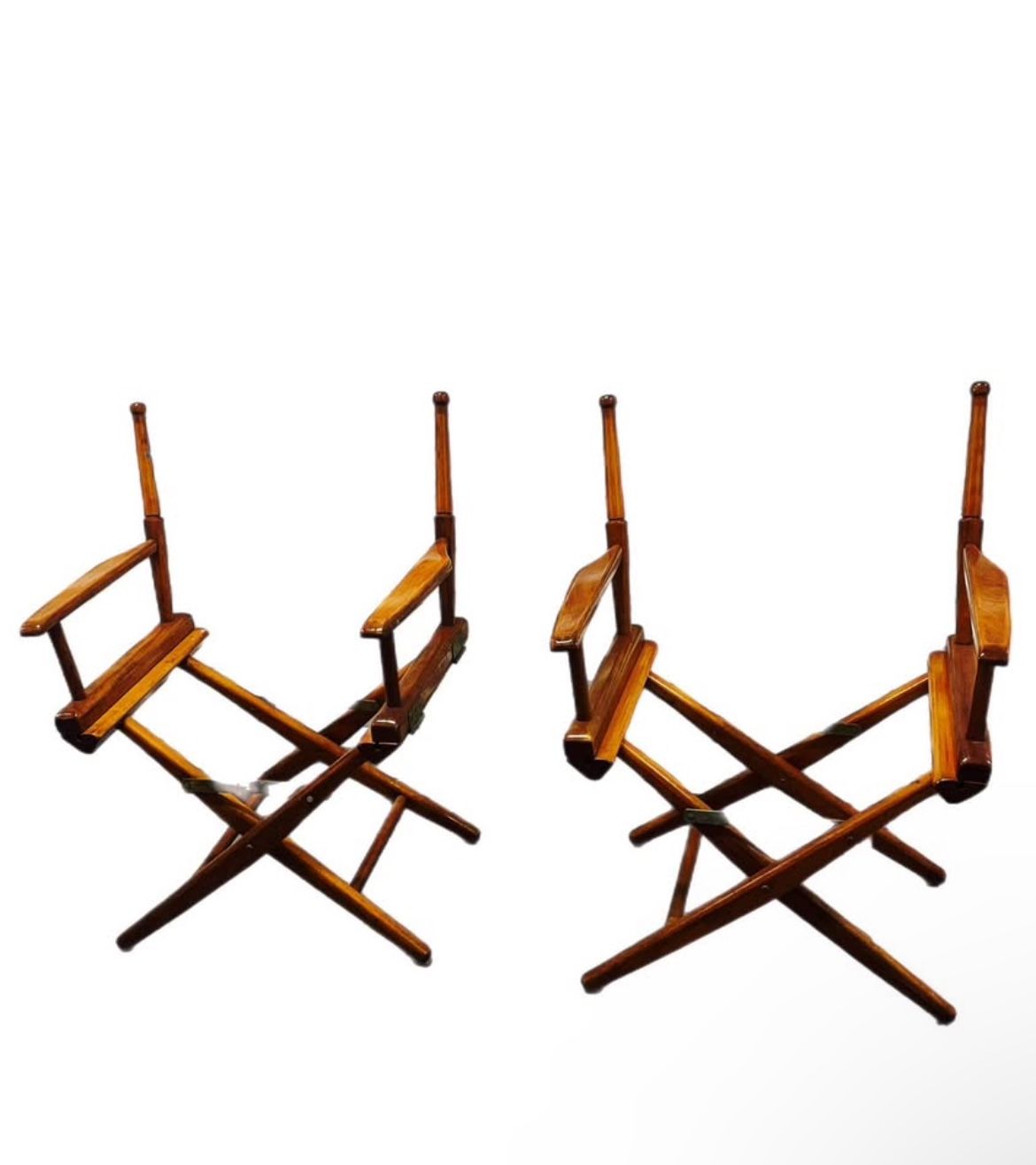 classic pair of vintage-style wooden director's chairs