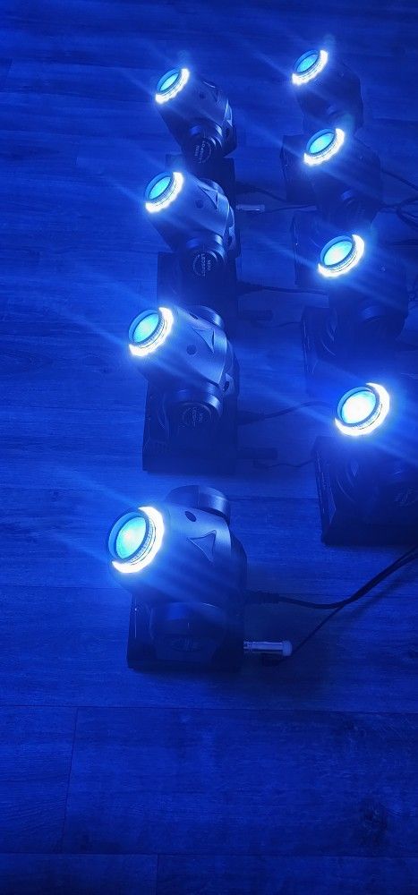 π 8 Mini LED Spot Moving Heads + Wireless DMX Adapter