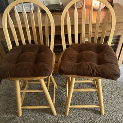 Two Solid Wood Chairs With Cshions $50.00 Takes Both