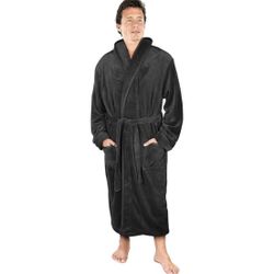 Luxurious Men's Shawl Collar Fleece Bathrobe