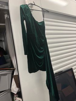 Green Velvet One-Shoulder Mini Dress