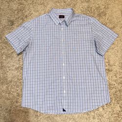 Untuckit Blue Plaid Slim Fit Short Sleeve Casual Button Down Shirt Mens 2XL