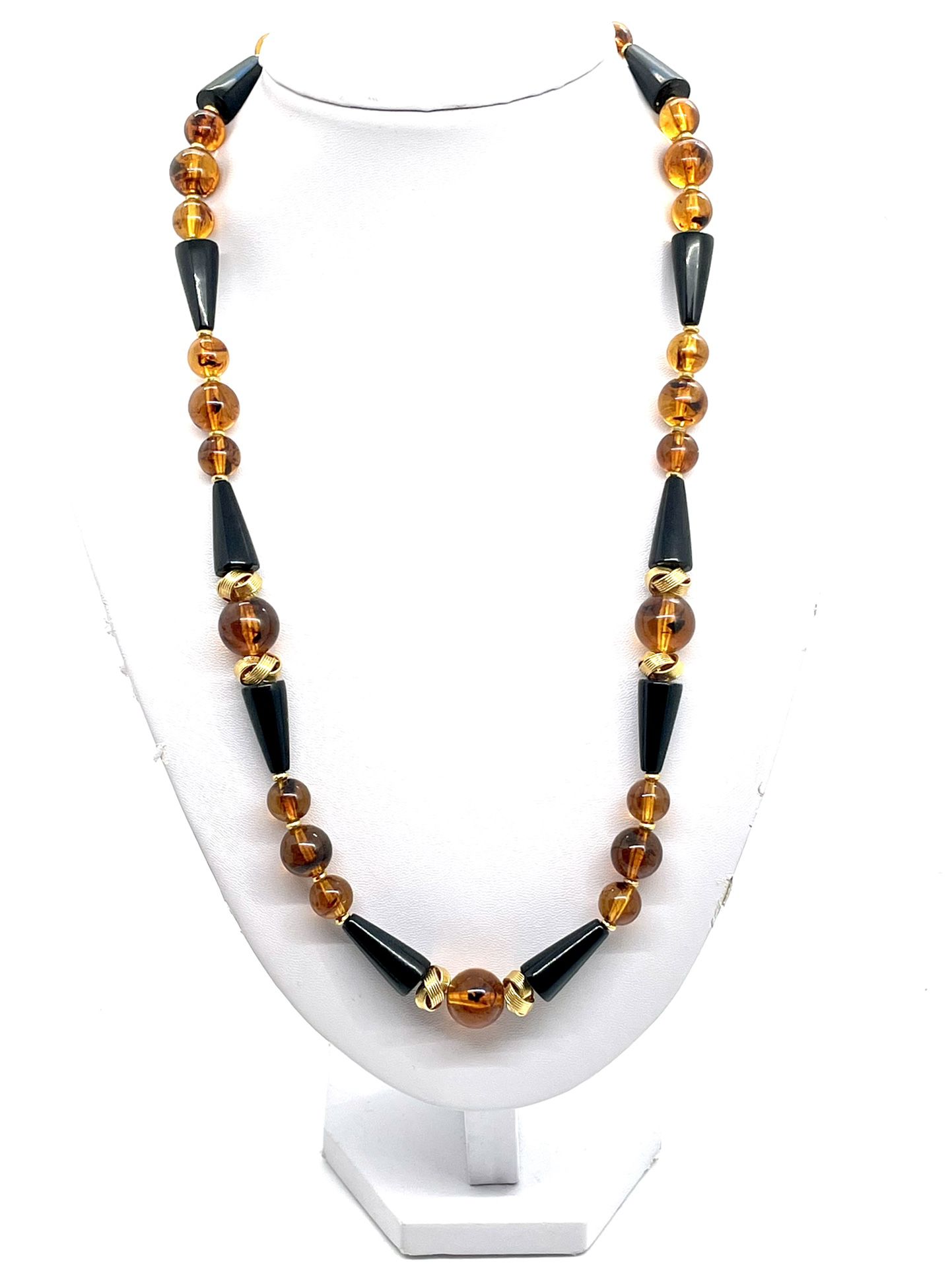 Costume Amber Lucite 23” Necklace 