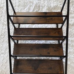 Coffee Syrup Rack Organizer,Coffee Bar Syrup Bottle Rack,Wine Rack,Spice Rack,Countertop Condiment Storage Rack,Rustic Brown,4 Tier 16 Bottle Coffee S