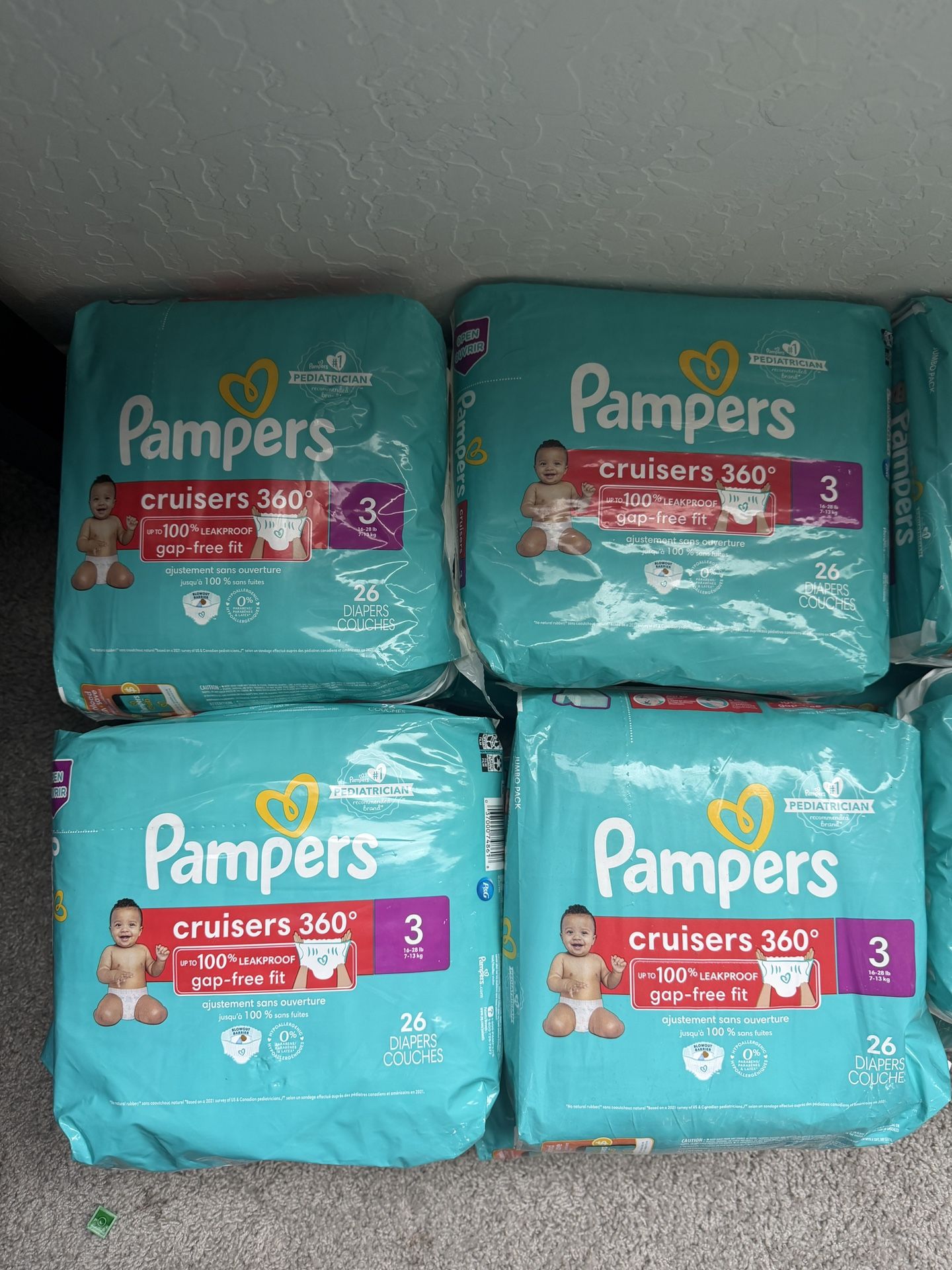 Pampers Cruisers 360 Pull-On Baby Diapers Size 3,  4 packs 