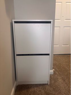 White shoe two drawer cabinet