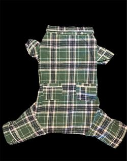 NWT Fab Dog Green Plaid Flannel Dog Pajamas 
