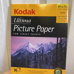 Kodak Ultima Picture Paper For Inkjet Prints 7 Sheets Satin Size 8.5”x 11”