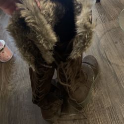 Black And Brown Fur Boots Size 8.5 $25 For Both
