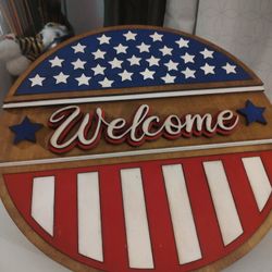 Bandera Americana De Bienvenida