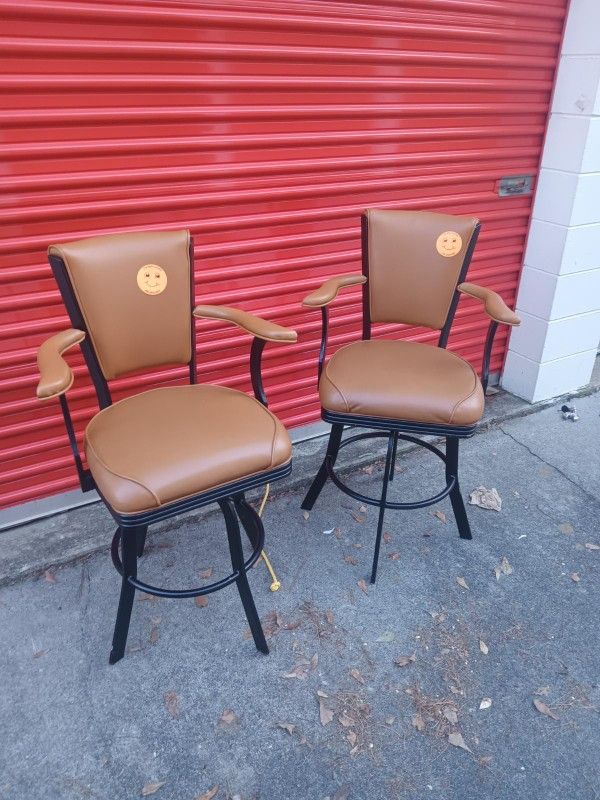 Pumpkin Black Hightop Swievl Chairs