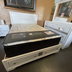 White Queen Storage Bedroom Set 