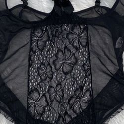 Floral Lace Hollow-Out Crotchless Bodysuits