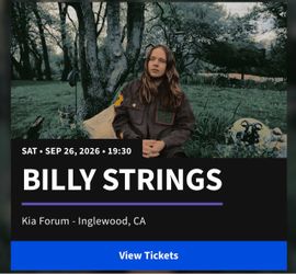 2 tickets for Billy Strings Concert on 9/26 Saturday