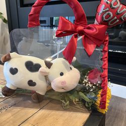 Cow Plushie Flower Bag Bouquet