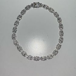 Iced Out Silver-Tone Chunky Chain Necklace with CZ.