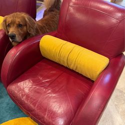 Beautiful Macys Red Leather swivel chairs