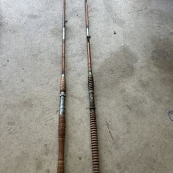 2 Vintage Cane Fishing Poles  6’2