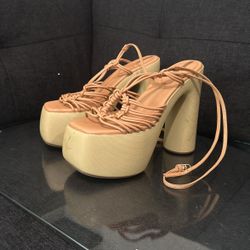 Sam Edelman Gia Platform Heels Sandals Tan