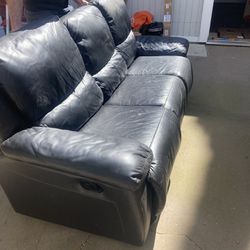 Leather Couch with Reclining Endseats