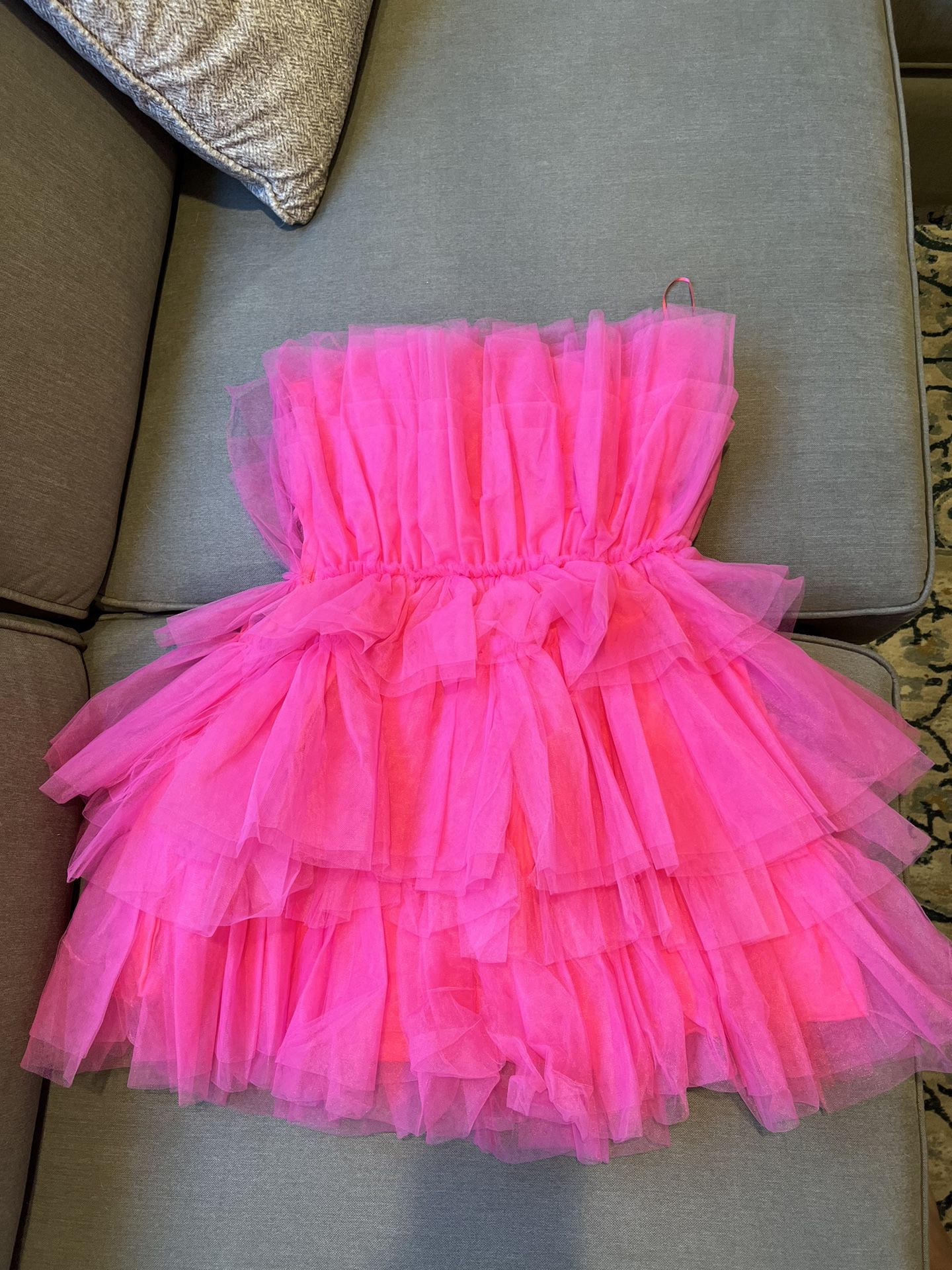 Pink Tulle Strapless Dress Small