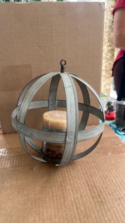 VTG galvanized metal sphere candle holder
