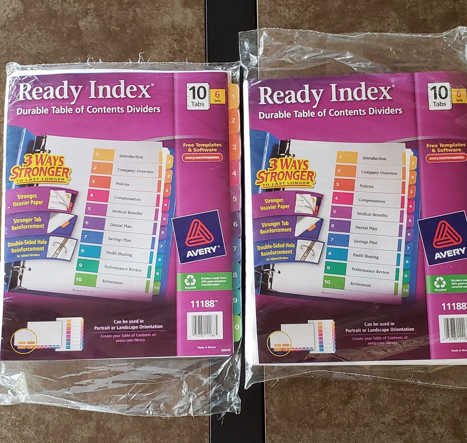 Ready Index Durable Table of Contents Dividers