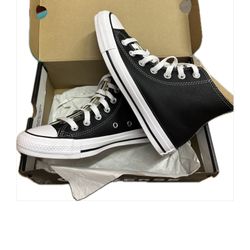 Converse Chuck Taylor All Star High Top Leather Sneaker Black/White US 6 132170C
