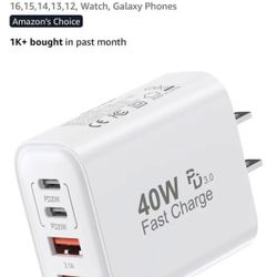 1 pack TT&C USB C Block 40W, 4 Ports Wall Plug USB C Charger Type C for iPhone 16,15,14,13,12,11, Pro Max, X, Xr, Xs, 8, Watch, Galaxy Phones, White  