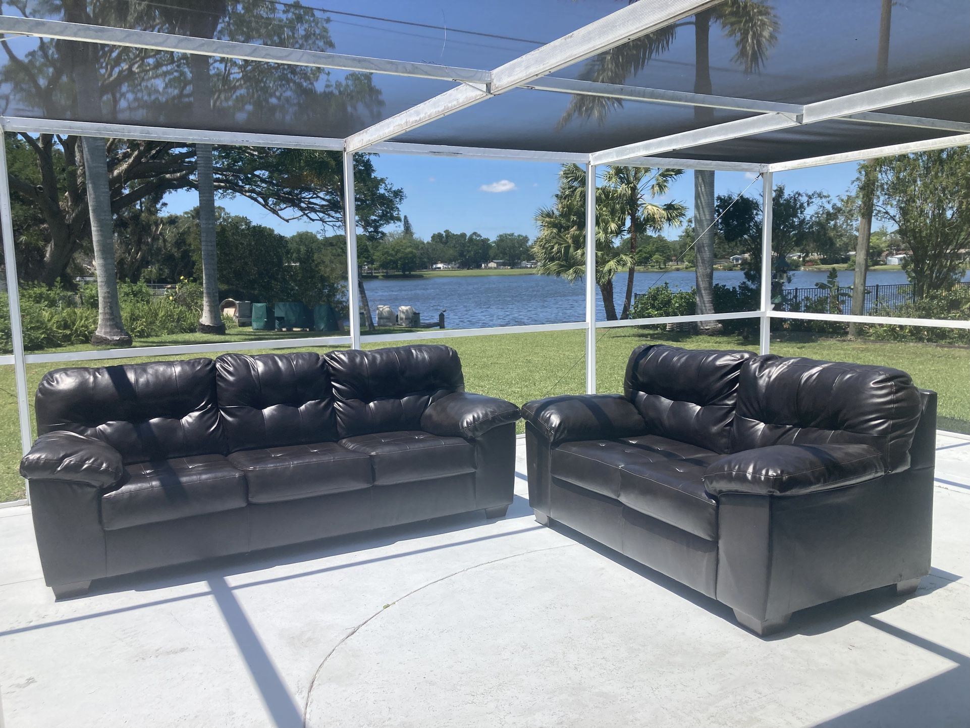 Leather Couch and Loveseat