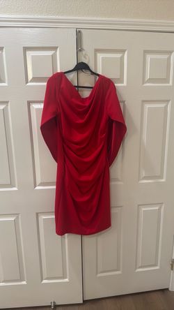 Red Draped Mini Dress with Cape Sleeves size 12