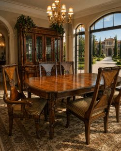 FOR SALE | GRAND OLD WORLD SPANISH DINING TABLE & MATCHING HUTCH 🍷 Formal dining rooms 🌿 Estate-style interiors ✨ Traditional or Old World