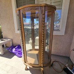 Antique Oak Claw Foot Curio Cabinet $50
