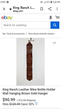 Leather hanging wine bottle holder