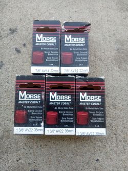 Lot of 5 New Morse Master Cobalt Hole Saws