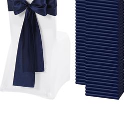 100 PCS Navy Blue Satin Chair Sashes