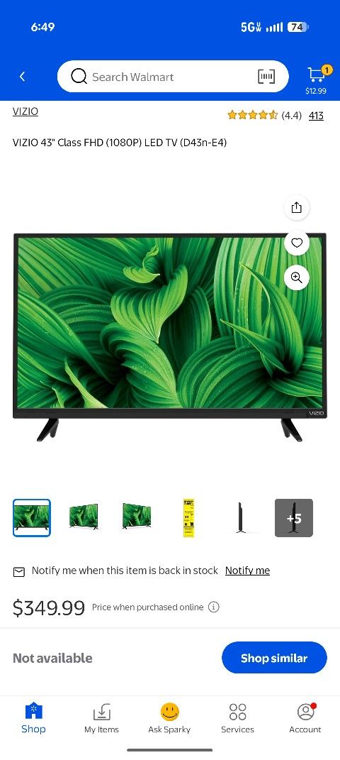 New VIZIO 43" Class FHD (1080P) LED TV (D43n-E4)