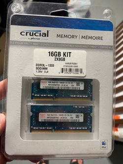 Crucial 16GB (2x8GB) DDR3L-1333 Mac Laptop RAM Kit – 16GB Memory Upgrade – $20 OBO