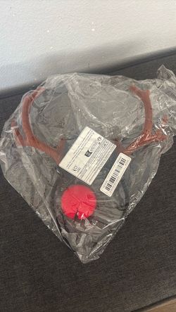 Reindeer Antlers Headband with Red Nose