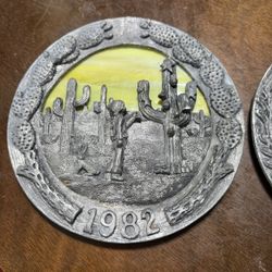 Vintage Michael Ricker Pewter Wall Art – Limited Edition 1982 & 1983 Christmas Plaques