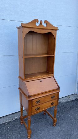 Solid wood secretary cabinet two pieces