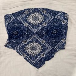 Faded Rose navy blue bandana crop top