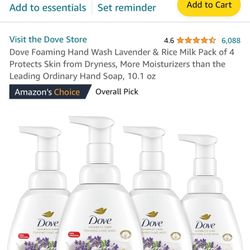 Dove Foaming Hand Wash Lavender & Rice Milk Pack of 3 Protects Skin from Dryness, More Moisturizers than the Leading Ordinary Hand Soap, 10.1 oz
