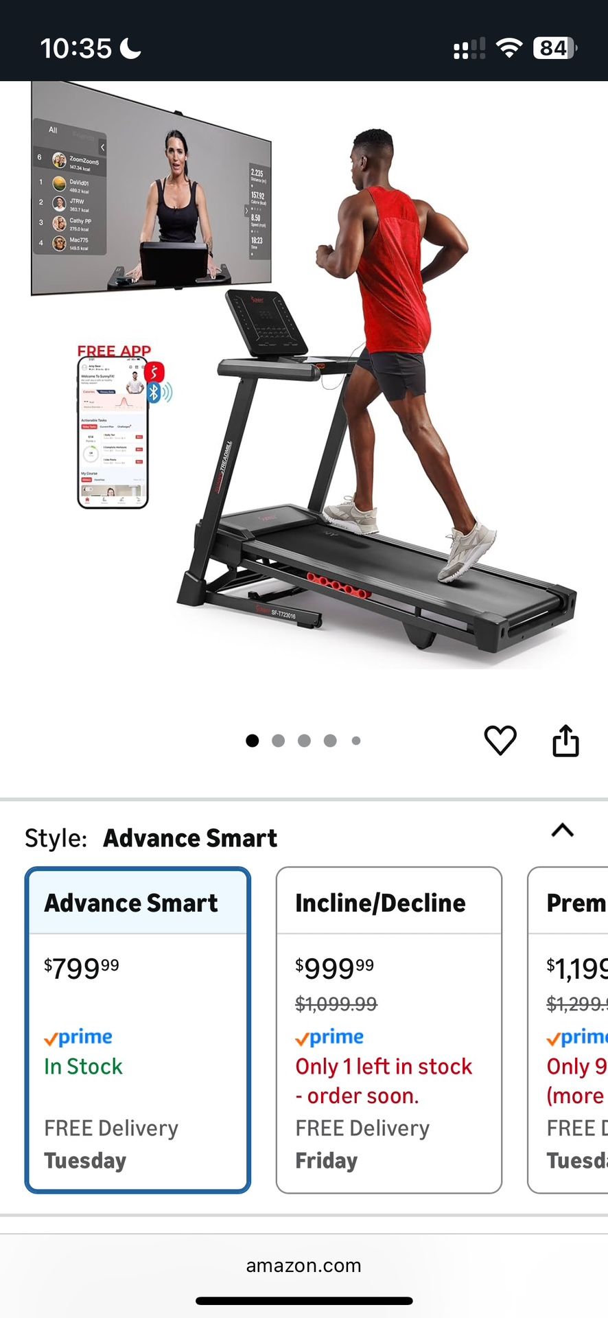 Sunnwwy Health & Fitness Elite Smart Auto Incline Treadmill (SF-T723016)