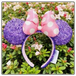 Disney Minnie Ears purple pink polka dot