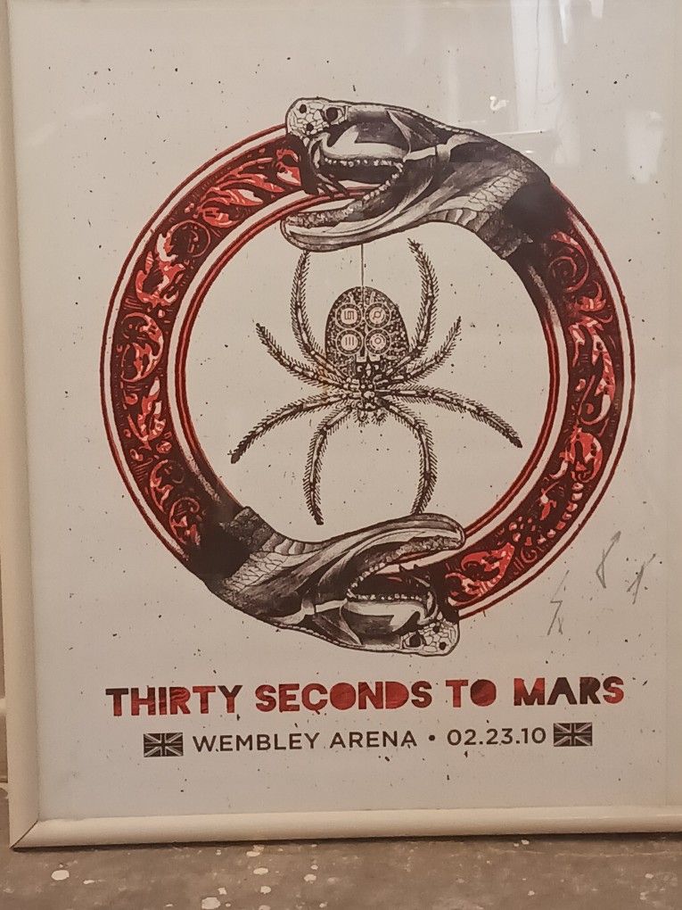 Thirty Seconds To Mars Sihned Framed Poster