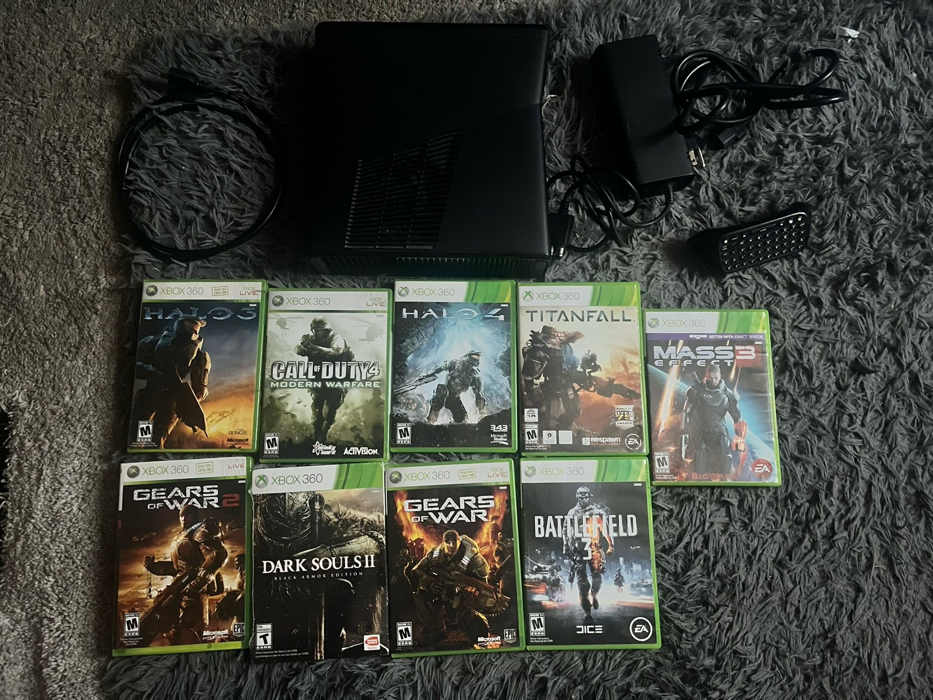 Xbox 360 Console Bundle (No Controller, Black, Used)